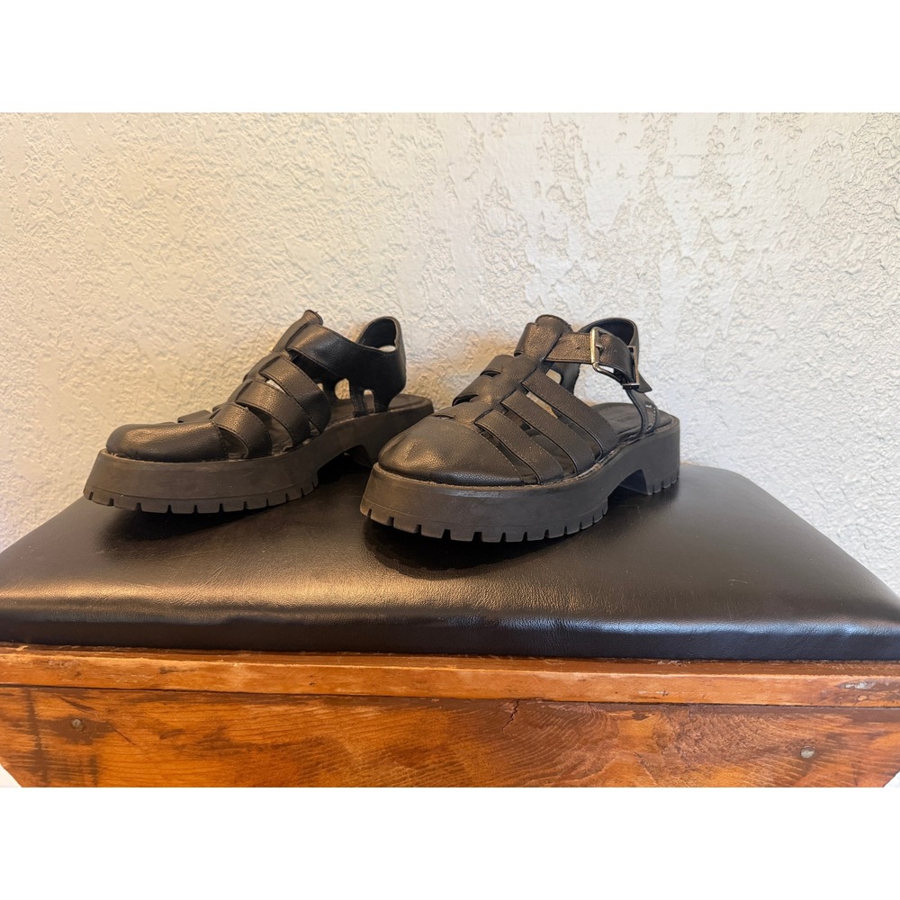 ASOS DESIGN Black Chunky Fisherman Sandals Platform Lug Sole Size US 9 113763596